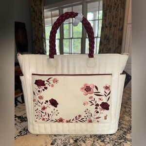 NWT Loungefly Cream & Red Floral Convertible Backpack and Tote Crossbody Bag